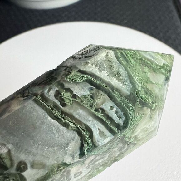Moss Agate Crystal Double‎ Terminated Point (#6) - Picture 5 of 12